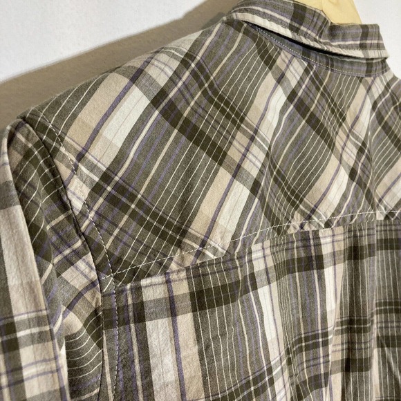 Cabela’s Women’s Large Double Breasted Plaid Cotton Button‎ Down Shirt Roll Tab - Picture 4 of 6